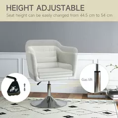 HOMCOM Modern Accent Chair with Swivel Base, Height Adjustable Arm Chair with Pillow for Living Room, Bedroom, Cream White - 4