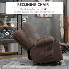 HOMCOM Electric Riser and Recliner Chair for Elderly, Power Lift Recliner Chair with Remote Control, Dark Brown - 5