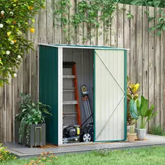 Outsunny 5.3 x 3.1ft Corrugated Steel Garden Shed - Green - 2