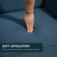 HOMCOM Compact Loveseat Sofa, Modern 2 Seater Sofa for Living Room with Wood Legs and Armrests, Blue - 4