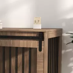 PawHut 46.46'' Dog Crate Furniture with Removable Cushion & Security Latch for Extra Large Dogs - Walnut Brown - 9