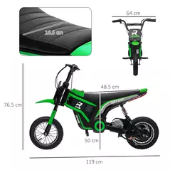 HOMCOM 24V Electric Motorbike with Twist Grip Throttle, Music, Horn, 12" Pneumatic Tyres, 16km/h Max Speed - Green - 3