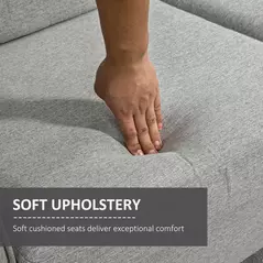 HOMCOM Compact Loveseat Sofa, Modern 2 Seater Sofa for Living Room with Wood Legs and Armrests, Light Grey - 4