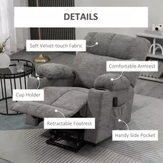 HOMCOM Electric Riser and Recliner Chair for Elderly, Power Lift Recliner Chair with Remote Control, Grey - 7