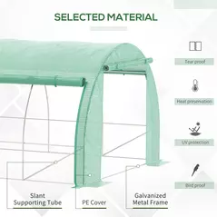 Outsunny Polytunnel Greenhouse Walk-in Grow House Tent with Roll-up Sidewalls, Zipped Door and 8 Windows, 4x3x2m Green - 4