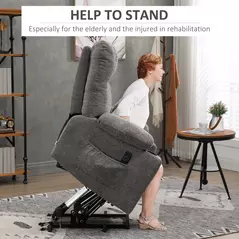 HOMCOM Electric Riser and Recliner Chair for Elderly, Power Lift Recliner Chair with Remote Control, Grey - 4