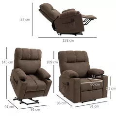 HOMCOM Electric Riser and Recliner Chair for Elderly, Power Lift Recliner Chair with Remote Control, Dark Brown - 3