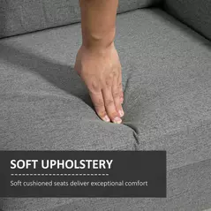 HOMCOM Compact Loveseat Sofa, Modern 2 Seater Sofa for Living Room with Wood Legs and Armrests, Grey - 4