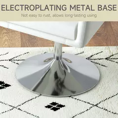 HOMCOM Modern Accent Chair with Swivel Base, Height Adjustable Arm Chair with Pillow for Living Room, Bedroom, Cream White - 7