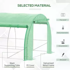 Outsunny Polytunnel Greenhouse Walk-in Grow House Tent with Roll-up Sidewalls, Zipped Door and 6 Windows, 3x3x2m Green - 4