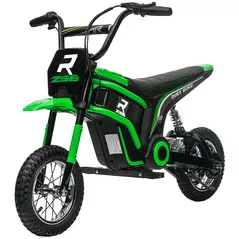 HOMCOM 24V Electric Motorbike with Twist Grip Throttle, Music, Horn, 12" Pneumatic Tyres, 16km/h Max Speed - Green - 1