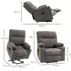 HOMCOM Electric Riser and Recliner Chair for Elderly, Power Lift Recliner Chair with Remote Control, Grey - 3