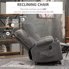 HOMCOM Electric Riser and Recliner Chair for Elderly, Power Lift Recliner Chair with Remote Control, Grey - 5