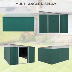 Outsunny Garden Metal Storage Shed Outdoor Metal Tool House with Double Sliding Doors and 2 Air Vents, 11.3x9.2ft, Green - 7