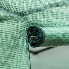 Outsunny Polytunnel Greenhouse Walk-in Grow House Tent with Roll-up Sidewalls, Zipped Door and 8 Windows, 4x3x2m Green - 8