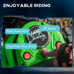 HOMCOM 24V Electric Motorbike with Twist Grip Throttle, Music, Horn, 12" Pneumatic Tyres, 16km/h Max Speed - Green - 7
