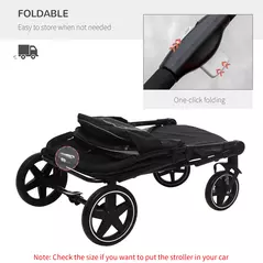 PawHut Foldable Pet Stroller, with Universal Wheels, Shock Absorber, for Medium and Large Dogs - Black - 5