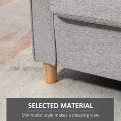 HOMCOM Compact Loveseat Sofa, Modern 2 Seater Sofa for Living Room with Wood Legs and Armrests, Light Grey - 5