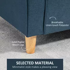 HOMCOM Compact Loveseat Sofa, Modern 2 Seater Sofa for Living Room with Wood Legs and Armrests, Blue - 5