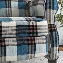 HOMCOM Wingback Reclining Chair Push Back Recliner Armchair for Living Room Bedroom with Footrest Armrests Wood Legs Blue - 9