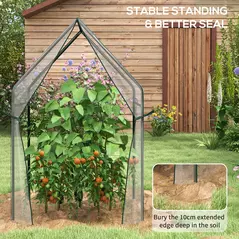 Outsunny Mini Greenhouse, Garden Tomato Growhouse with 2 Zipped Doors, Portable Indoor Outdoor Green House, 90 x 90 x 145cm, Clear - 7