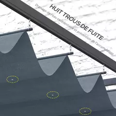 Outsunny Pergola Cover Roof, 2.86 x 2.45 m Retractable Sun Shade Top for 3 x 2m Pergola Frame, UV30+ Protected, Dark Grey - 5