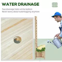 Outsunny Garden Planters with Trellis for Climbing Vines, Wood Raised Beds for Garden, Flower Pot, Indoor Outdoor, Natural - 5