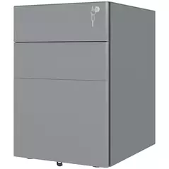 Vinsetto Lockable Cabinet, Rolling Filing Cabinet with 3 Drawers, Steel Office Drawer Unit for A4, Letter, Legal Sized Files - 1