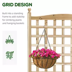 Outsunny Garden Planters with Trellis for Climbing Vines, Wood Raised Beds for Garden, Flower Pot, Indoor Outdoor, Natural - 4