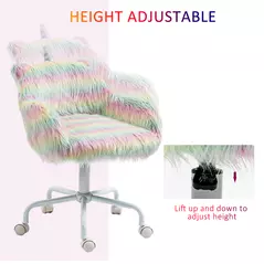 Vinsetto Unicorn Home Office Chair, Height Adjustable Fluffy Desk Chair with Armrests and Swivel Wheels, Colourful - 4