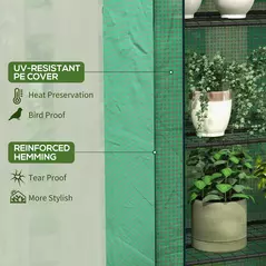 Outsunny 4 Tier Mini Greenhouse with Reinforced PE Cover, Portable Indoor Outdoor Green House with Roll-up Door and Wire Shelves, 170H x 120W x 50Dcm, Green - 5