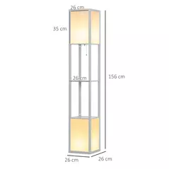 HOMCOM Modern Shelf Floor Lamp with Dual Ambient Light, Standing Lamp Living Room, Bedroom, 156cm, Grey - 3