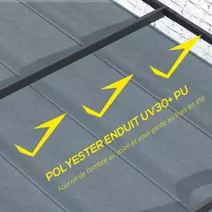 Outsunny Pergola Cover Roof, 2.86 x 2.45 m Retractable Sun Shade Top for 3 x 2m Pergola Frame, UV30+ Protected, Dark Grey - 4