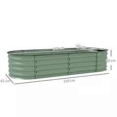 Outsunny Galvanised Raised Garden Bed, Metal Planter Box with Safety Edging, for Flowers, Herbs, Succulents, Green - 3