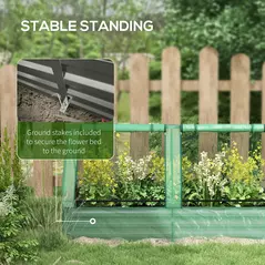 Outsunny Metal Planter Box with Cover, Raised Garden Bed with Greenhouse, for Herbs and Vegetables, Green and Dark Grey - 7