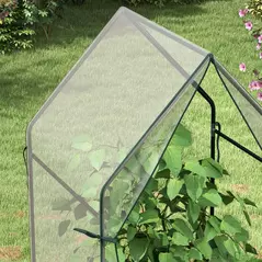 Outsunny Mini Greenhouse, Garden Tomato Growhouse with 2 Zipped Doors, Portable Indoor Outdoor Green House, 90 x 90 x 145cm, Clear - 8