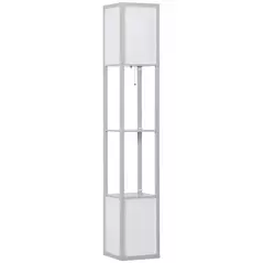 HOMCOM Modern Shelf Floor Lamp with Dual Ambient Light, Standing Lamp Living Room, Bedroom, 156cm, Grey - 9