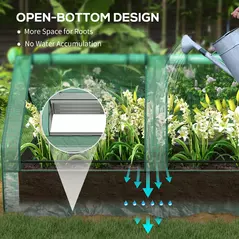 Outsunny Metal Planter Box with Cover, Raised Garden Bed with Greenhouse, for Herbs and Vegetables, Green and Dark Grey - 6