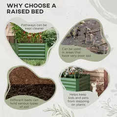 Outsunny Raised Beds for Garden, Galvanised Steel Outdoor Planters with Multi-reinforced Rods, 180 x 90 x 59 cm, Green - 6