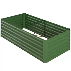 Outsunny Raised Beds for Garden, Galvanised Steel Outdoor Planters with Multi-reinforced Rods, 180 x 90 x 59 cm, Green - 1