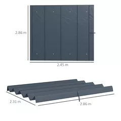 Outsunny Pergola Cover Roof, 2.86 x 2.45 m Retractable Sun Shade Top for 3 x 2m Pergola Frame, UV30+ Protected, Dark Grey - 3