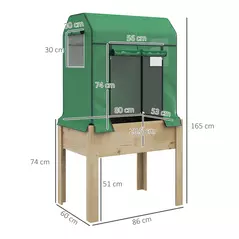 Outsunny Wooden Planter Box with PE Greenhouse Cover and Bed Liner, Raised Garden Bed for Vegetables, Flowers, Herbs - 3