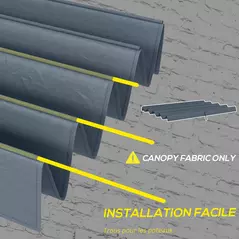 Outsunny Pergola Cover Roof, 2.86 x 2.45 m Retractable Sun Shade Top for 3 x 2m Pergola Frame, UV30+ Protected, Dark Grey - 6