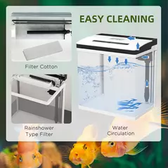 PawHut 13L Glass Aquarium Fish Tank with Filter, LED Lighting, for Betta, Guppy, Mini Parrot Fish, Shrimp, 29 x 20 x 30.5cm - 6