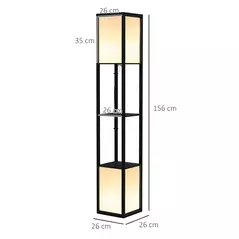 HOMCOM Modern Shelf Floor Lamp with Dual Ambient Light, Standing Lamp Living Room, Bedroom, 156cm, Black - 3