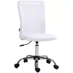 Vinsetto Computer Desk Chair, Mesh Office Chair with Adjustable Height and Swivel Wheels, Armless Study Chair, White - 1