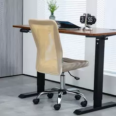 Vinsetto Computer Desk Chair, Mesh Office Chair with Adjustable Height and Swivel Wheels, Armless Study Chair, Beige - 8