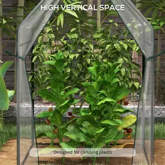 Outsunny Mini Greenhouse, Garden Tomato Growhouse with 2 Zipped Doors, Portable Indoor Outdoor Green House, 90 x 90 x 145cm, Clear - 4