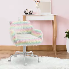Vinsetto Unicorn Home Office Chair, Height Adjustable Fluffy Desk Chair with Armrests and Swivel Wheels, Colourful - 2