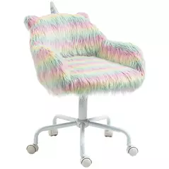 Vinsetto Unicorn Home Office Chair, Height Adjustable Fluffy Desk Chair with Armrests and Swivel Wheels, Colourful - 1